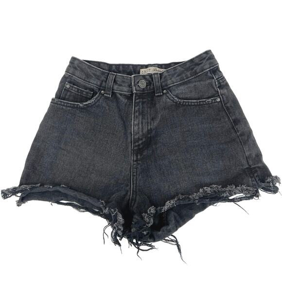 Denim Co Black 100% Cotton High Waisted Chic Cutoff Denim Jean Short Size 2 - Picture 1 of 4